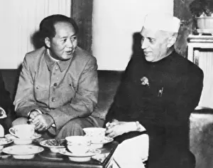 Jawaharlal Nehru and Mao Tse-Tung Sitting Together