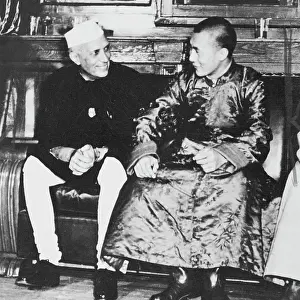14th Dalai Lama Prints: Jawrarlal Nehru Meeting with Dalai Lama