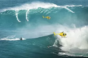 Images Dated 11th January 2010: Jaws big wave surfers and helicopters Peahi