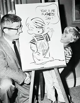 Jay North and Hank Ketchum Laughing at Cartoon