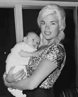 Prints of Jayne Mansfield holding six-weeks old Mariska Hargitay, United States, March 1964. (Photo by Archive Photos/Getty Images) Hollywood's Blonde Bombshell in Focus: Jayne Mansfield With Baby Mariska Hargitay