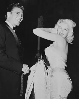 Jayne Mansfield Modeling Her Dress Alongside Mickey Hargitay