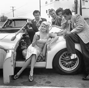 Prints of UNITED STATES - JUNE 13: June 13, 1955, California, , Los Angeles, Jayne Mansfield and Natalie Wood Hollywood's Blonde Bombshell in Focus: Jayne Mansfield and Natalie Wood with Lance Fuller, John Smi