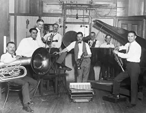 Tuba Prints: Jazz Band In A Recording Studio