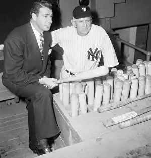 Dugout Prints: J.Dimaggio Talks W/Manager Casey Stengel