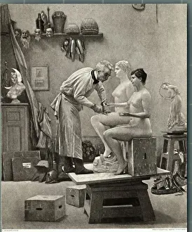 Jean Leon Gerome Working from Model in His Studio