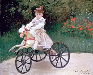 Tricycle Prints: Jean Monet on a mechanical horse, 1872. Artist: Claude Monet