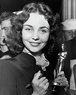 Jennifer Jones with Oscar for Song of Bernadette