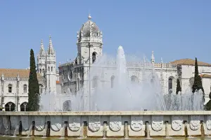 Belém Lisbon Prints: Jeronimos Monastery with fountain