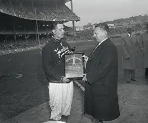 Jerry Coleman Receiving Award at Presentation