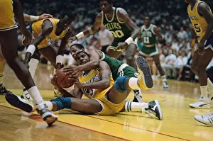 Inglewood Prints: Jerry Sichting and Magic Johnson Struggling for the Basketball