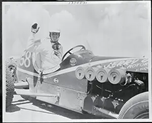 Pikes Peak Prints: Jerry Unser Waving from His Race Car