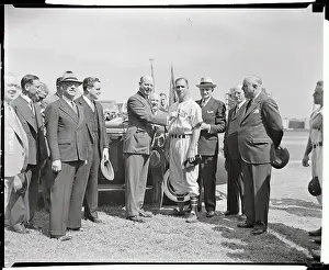 Appreciation Prints: Jersey City Mayor Pinning Honorary Badge on Giant's Travis Jackson