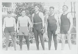 Jess Willard Posing with Boxing Affiliates