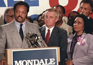 Jesse Jackson Speaks At A News Conference For Walter Mondale's Campaign