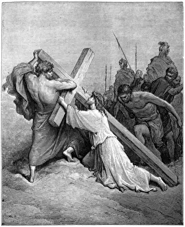 Jesus falling beneath the cross
