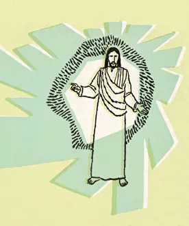 Pop A Prints: Jesus With Green Background