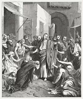 Images Dated 2nd October 2017: Jesus heals the sick (Mark 6, 56), published in 1886