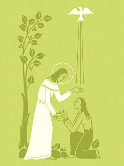 Miracle Prints: Jesus Helping Woman