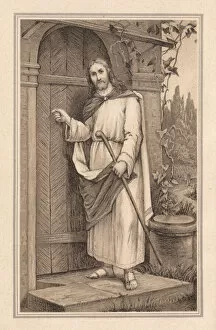 Images Dated 18th January 2014: Jesus knocks on the door, lithograph, published in 1883