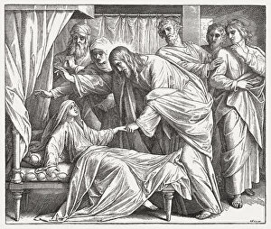 Images Dated 19th July 2018: Jesus Raises a Dead Girl (Matthew 9, 18-27), published 1890