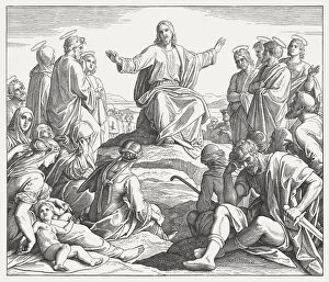 Images Dated 11th February 2016: Jesus Sermon on the Mount (Matthew 5), published in 1860
