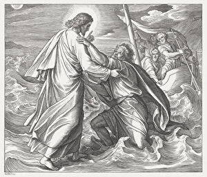 Images Dated 12th February 2016: Jesus and the sinking Peter (Matthew 14), published in 1860