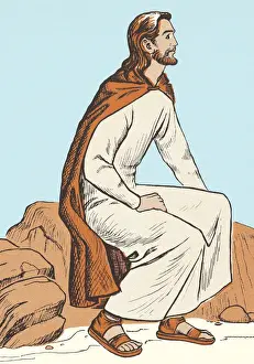 Jesus Sitting on a Rock
