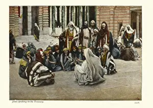 Jesus speaking in the treasury