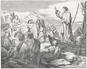 Images Dated 16th May 2012: Jesus teaches from a boat to the people, published c.1880