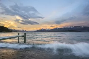 Froth Gallery: Jetty at sunset on Lago General Carrera, General Carrera Lake, Puerto Tranquilo, Aysen Province