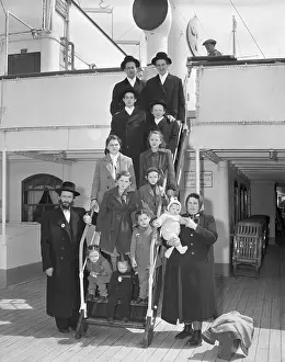 Pre Teen Prints: Jewish Family Arriving in America Aboard Ocean Liner
