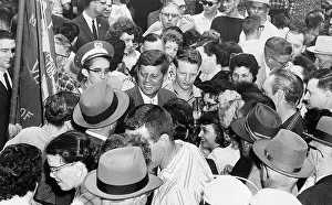 Supporters Prints: JFK Surrounded By Crowd During Campaign