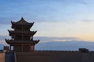 Jiayuguan fort at dusk