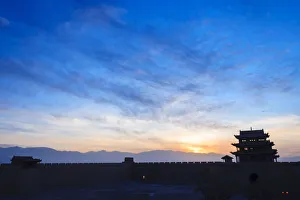 Great Wall Of China Gallery: Jiayuguan fort at dusk