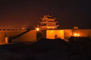 Great Wall Of China Gallery: Jiayuguan fort at night