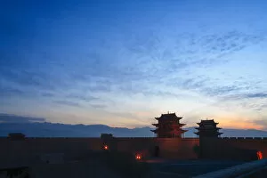Great Wall Of China Gallery: Jiayuguan fort at twilight