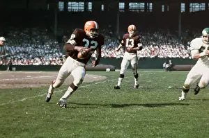 Quarterback Prints: Jim Brown Running with Football