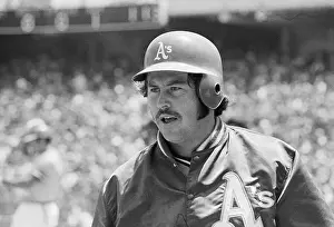 Jim Catfish Hunter Wearing Baseball Helmet