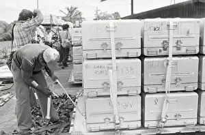 Georgetown Prints: Jim Jones Coffin Awaits Shipment from Jonestown