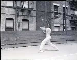 Jimmy Connors Prints: Jimmie Mcdaniels About To Hit Tennis Bal