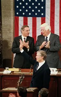 Tip Oneill Prints: Jimmy Carter After Delivering Speech
