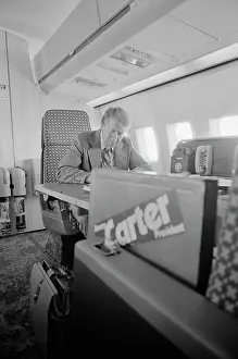 Prints of Presidential candidate Jimmy Carter at work aboard his campaign aircraft, Peanut One, September 13, 1976. (Photo by Thomas J O'Halloran/PhotoQuest/Getty Images) Timeless Moments: A Visual Journey Through History’s Defining Images: Jimmy Carter Working Aboard His Campaign Aircraft
