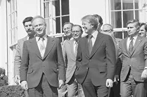 Jimmy Carter And Yitzhak Rabin Smiling