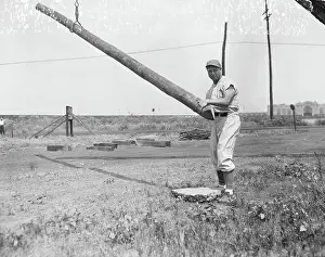 Batting Prints: Jimmy Foxx In Batting Pose W/Phone Pole