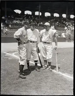 Jimmy Foxx Standing W/Two Fellow Players