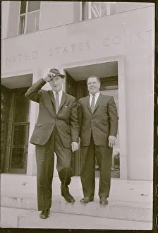 Jimmy Hoffa and Harold J Gibbons Leaving Court