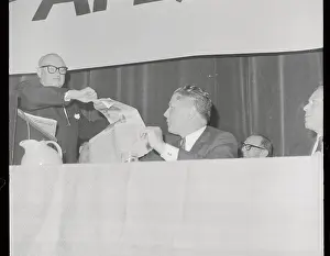 Jimmy Hoffa and Michael Quill Tearing up Newspaper