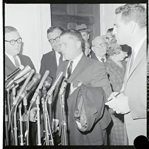 Jimmy Hoffa Speaking to Newsmen