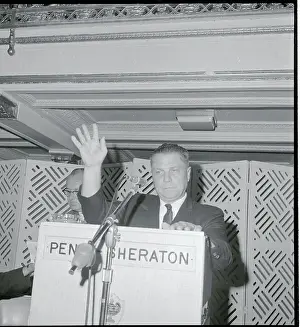 Jimmy Hoffa Speaking at Podium